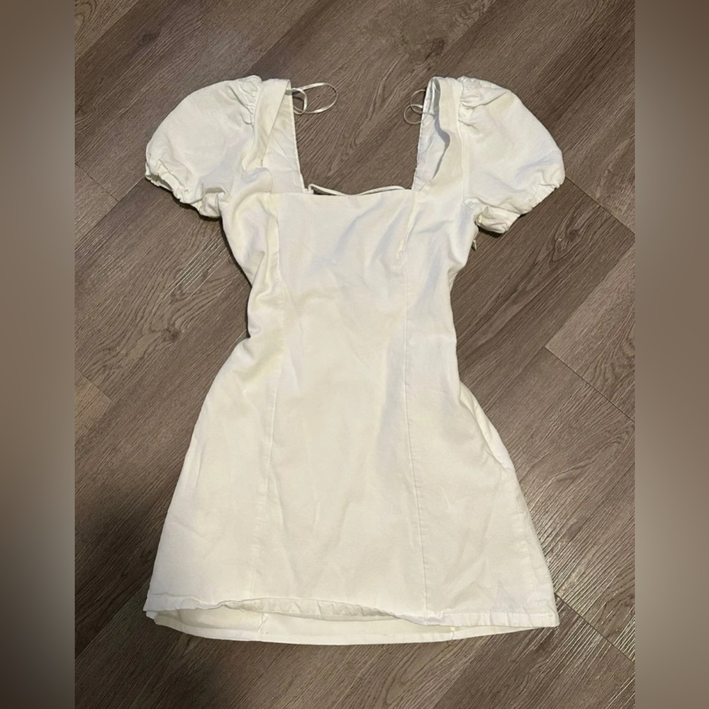 ZARA Puff Sleeve Mini Dress White